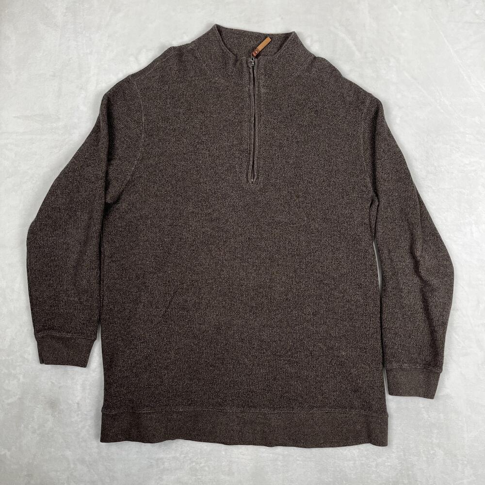 Woolrich Sweater Mens 2XLT Brown 1/4 Zip Mock Neck Knit Pullover Big & Tall